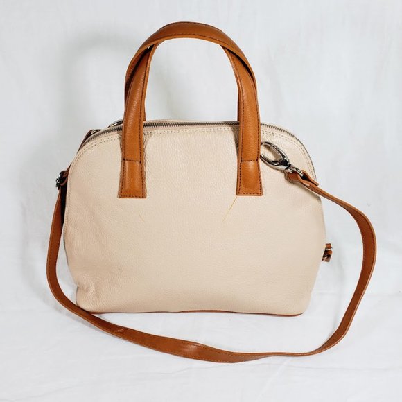 Valentina Italia Pebbled Leather Dome Zip Around Bag Purse Light Peach - Picture 5 of 6